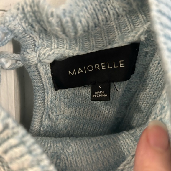 MAJORELLE Langley Cable Ruffle Sweater in Baby Blue - Picture 4 of 6